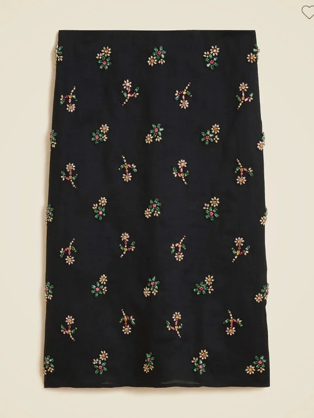 J. Crew Black Midi Skirt with Petite Floral Motif